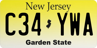 NJ license plate C34YWA