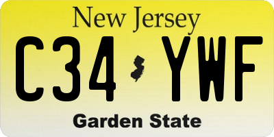 NJ license plate C34YWF