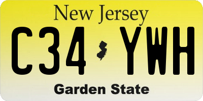 NJ license plate C34YWH