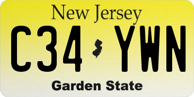 NJ license plate C34YWN