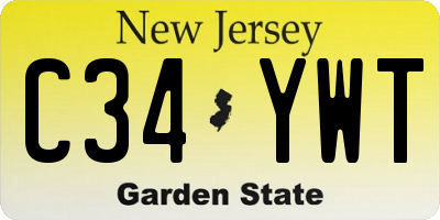 NJ license plate C34YWT