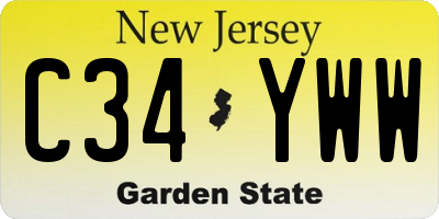 NJ license plate C34YWW