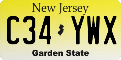 NJ license plate C34YWX