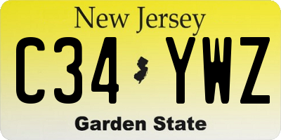 NJ license plate C34YWZ