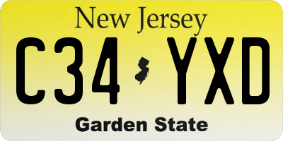 NJ license plate C34YXD