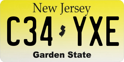 NJ license plate C34YXE