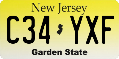 NJ license plate C34YXF