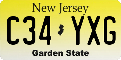 NJ license plate C34YXG