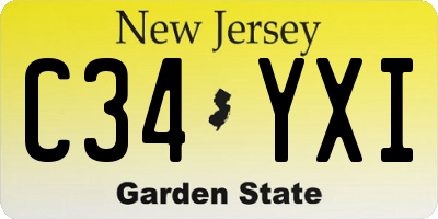 NJ license plate C34YXI
