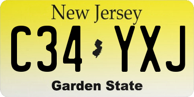 NJ license plate C34YXJ