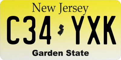 NJ license plate C34YXK