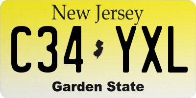 NJ license plate C34YXL
