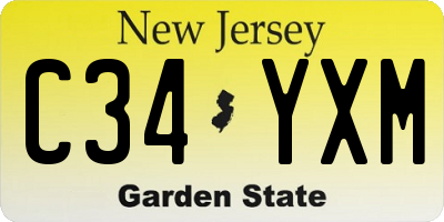 NJ license plate C34YXM