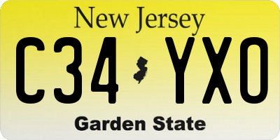 NJ license plate C34YXO