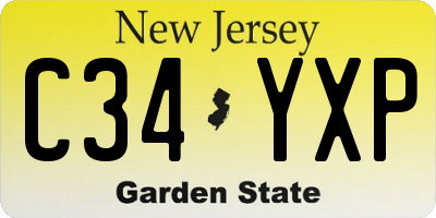 NJ license plate C34YXP