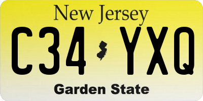 NJ license plate C34YXQ