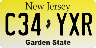 NJ license plate C34YXR