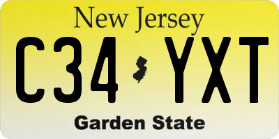 NJ license plate C34YXT