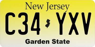 NJ license plate C34YXV
