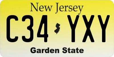 NJ license plate C34YXY