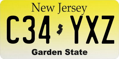 NJ license plate C34YXZ