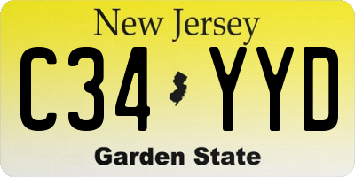 NJ license plate C34YYD