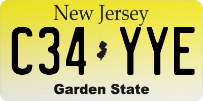 NJ license plate C34YYE