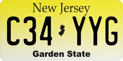 NJ license plate C34YYG