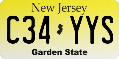 NJ license plate C34YYS