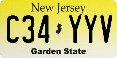 NJ license plate C34YYV