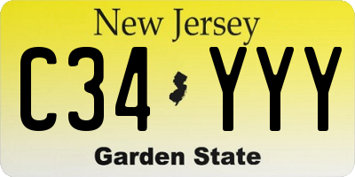 NJ license plate C34YYY