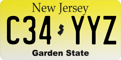 NJ license plate C34YYZ