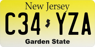 NJ license plate C34YZA