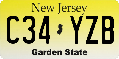 NJ license plate C34YZB