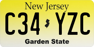 NJ license plate C34YZC