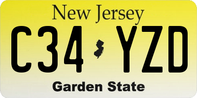 NJ license plate C34YZD
