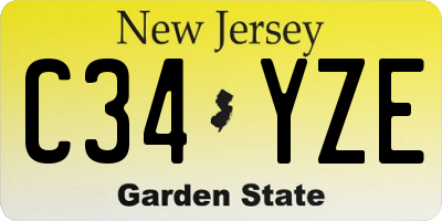 NJ license plate C34YZE