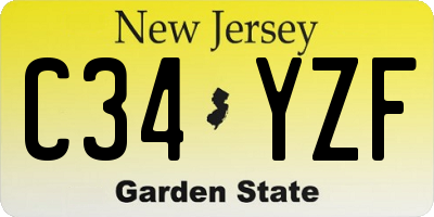 NJ license plate C34YZF