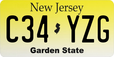 NJ license plate C34YZG