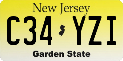 NJ license plate C34YZI