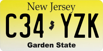 NJ license plate C34YZK
