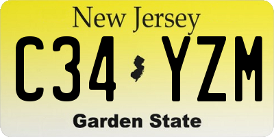 NJ license plate C34YZM
