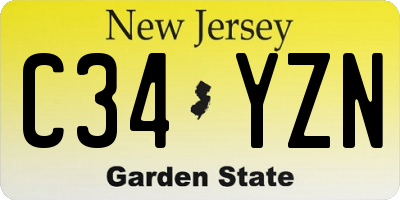 NJ license plate C34YZN