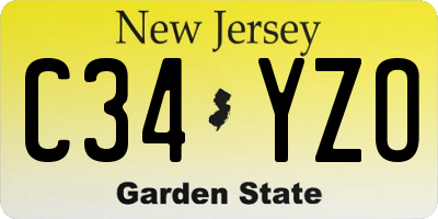 NJ license plate C34YZO