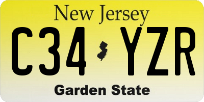 NJ license plate C34YZR