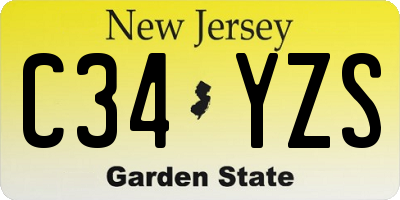 NJ license plate C34YZS