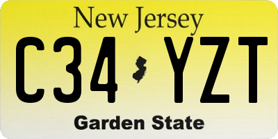NJ license plate C34YZT