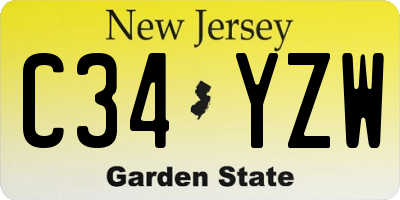 NJ license plate C34YZW