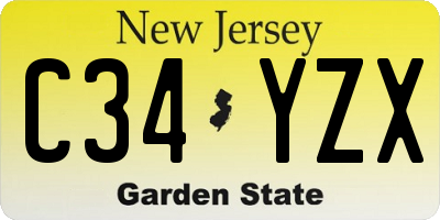 NJ license plate C34YZX