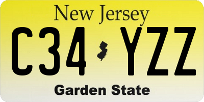 NJ license plate C34YZZ